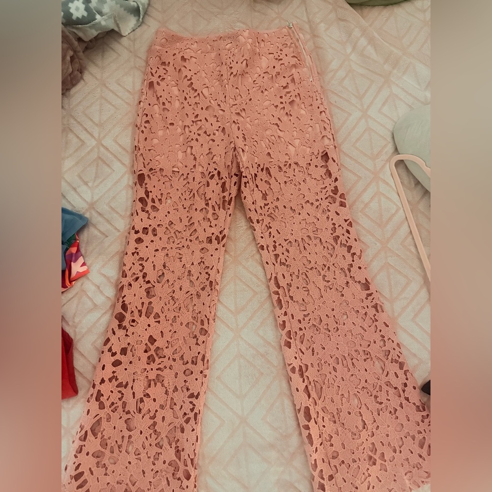 Chocolate Pink Wide Leg Lace Pants